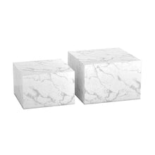 Load image into Gallery viewer, Caffoz Contemporary Nesting Coffee Tables - Set of 2 Square Faux Marble Design, Space-Saving Modern Center Tables for Living Room, Apartment, or Bedroom