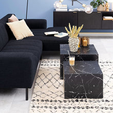 Load image into Gallery viewer, Caffoz Contemporary Nesting Coffee Tables - Set of 2 Square Faux Marble Design, Space-Saving Modern Center Tables for Living Room, Apartment, or Bedroom