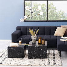 Load image into Gallery viewer, Caffoz Contemporary Nesting Coffee Tables - Set of 2 Square Faux Marble Design, Space-Saving Modern Center Tables for Living Room, Apartment, or Bedroom