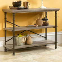 Load image into Gallery viewer, Industrial Console Table with Shelves, 3-Tier Accent Display Table for Living Room or Entryway, Northern Oak Finish with Metal Frame, Multi-Level Storage Organizer