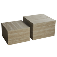 Load image into Gallery viewer, Caffoz Contemporary Nesting Coffee Tables - Set of 2 Square Faux Marble Design, Space-Saving Modern Center Tables for Living Room, Apartment, or Bedroom