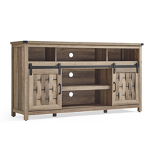 Load image into Gallery viewer, Farmhouse Highboy TV Stand for 65" TV, Tall Entertainment Center with Sliding Barn Door, Rustic Media Console with Storage Shelves, Wood TV Stand for Living Room,Light Brown