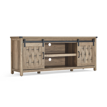Load image into Gallery viewer, Farmhouse Entertainment Center for 65" and Larger TVs, TV Stand with Sliding Barn Door, Storage Console with Adjustable Shelves, Media Cabinet for Living Room and Bedroom,Light Brown