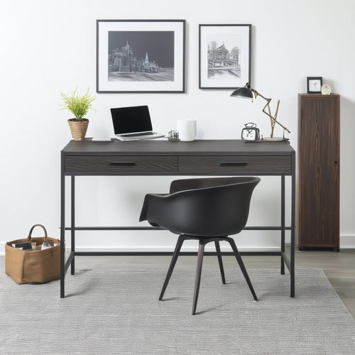 Caffoz 2 Drawer Writing Desk, Dark Brown
