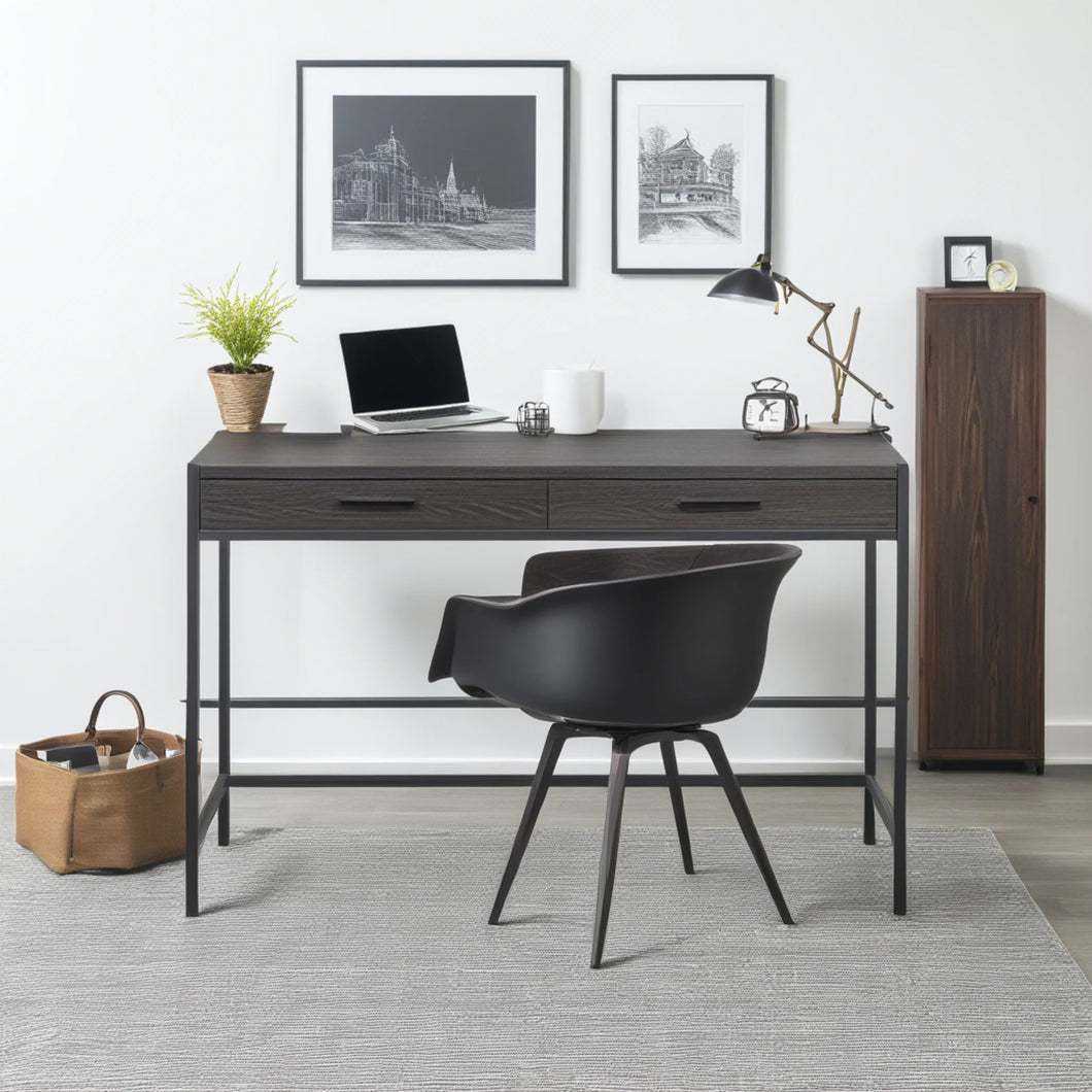 Caffoz 2 Drawer Writing Desk, Dark Brown