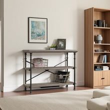 Load image into Gallery viewer, Industrial Console Table with Shelves, 3-Tier Accent Display Table for Living Room or Entryway, Northern Oak Finish with Metal Frame, Multi-Level Storage Organizer