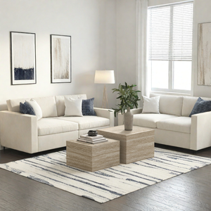 Caffoz Contemporary Nesting Coffee Tables - Set of 2 Square Faux Marble Design, Space-Saving Modern Center Tables for Living Room, Apartment, or Bedroom