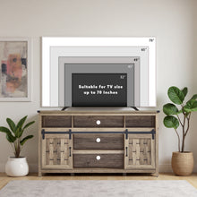 Load image into Gallery viewer, Farmhouse Highboy TV Stand for 65" TV, Tall Entertainment Center with Sliding Barn Door, Rustic Media Console with Storage Shelves, Wood TV Stand for Living Room,Light Brown