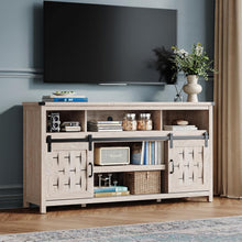 Load image into Gallery viewer, Farmhouse Highboy TV Stand for 65" TV, Tall Entertainment Center with Sliding Barn Door, Rustic Media Console with Storage Shelves, Wood TV Stand for Living Room,Light Brown