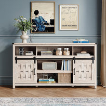 Load image into Gallery viewer, Farmhouse Highboy TV Stand for 65" TV, Tall Entertainment Center with Sliding Barn Door, Rustic Media Console with Storage Shelves, Wood TV Stand for Living Room,Light Brown
