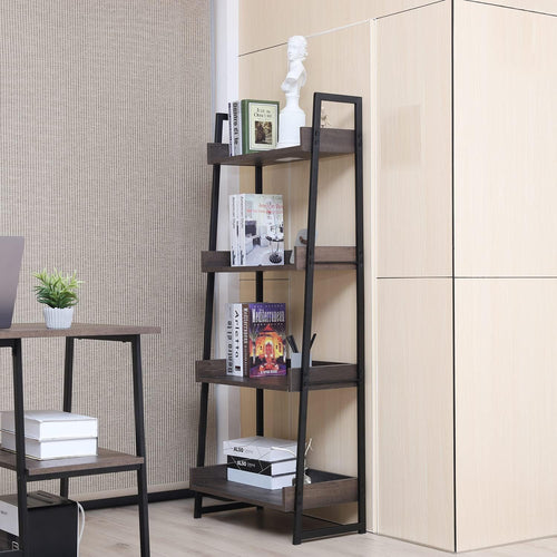 Caffoz 4-Tier Standing Shelf,Dark Brown Oak