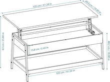 Load image into Gallery viewer, Caffoz Home Lift Top Coffee Table Center Table, 2-Tier Wood Accent Cocktail Table with Hidden Storage for Living Room, Smoky Oak