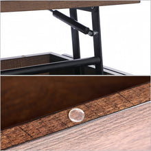 Load image into Gallery viewer, Caffoz Home Lift Top Coffee Table Center Table, 2-Tier Wood Accent Cocktail Table with Hidden Storage for Living Room, Smoky Oak