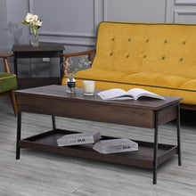 Load image into Gallery viewer, Caffoz Home Lift Top Coffee Table Center Table, 2-Tier Wood Accent Cocktail Table with Hidden Storage for Living Room, Smoky Oak