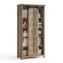 Load image into Gallery viewer, Farmhouse Bookcases with Doors, Floor Standing 6-Shelf Display Storage Shelves, 72 in Tall Bookshelves for Home Office, Living Room