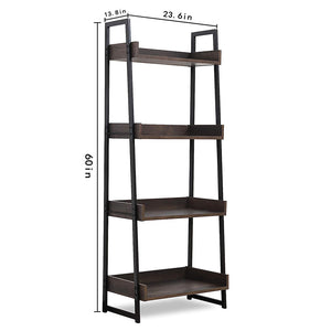 Caffoz 4-Tier Standing Shelf,Dark Brown Oak