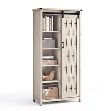 Load image into Gallery viewer, Farmhouse Bookcases with Doors, Floor Standing 6-Shelf Display Storage Shelves, 72 in Tall Bookshelves for Home Office, Living Room