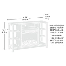 Load image into Gallery viewer, Farmhouse Fireplace TV Stand, 47.5" Entertainment Credenza with Electric Fireplace Insert, Manufactured Wood &amp; Metal Storage Cabinet for Living Room, Mystic Oak