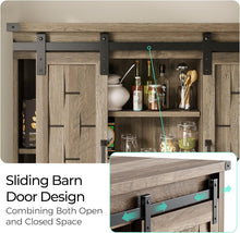 Load image into Gallery viewer, 31"Farmhouse Wall-Mounted Medicine Cabinet with Sliding Barn Door, Adjustable Shelves, and Storage for Bathroom or Kitchen,Light Brown