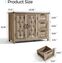 Load image into Gallery viewer, 43"Farmhouse Sideboard Buffet Cabinet, Storage Cabinet with Drawers and Shelves for Dining Room, Living Room, or Kitchen,Light Brown