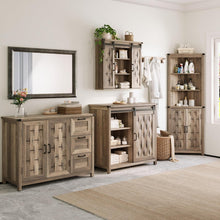 Load image into Gallery viewer, 31"Farmhouse Wall-Mounted Medicine Cabinet with Sliding Barn Door, Adjustable Shelves, and Storage for Bathroom or Kitchen,Light Brown