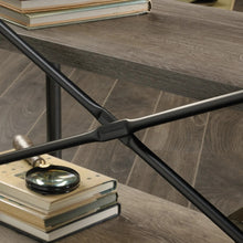 Load image into Gallery viewer, Industrial Console Table with Shelves, 3-Tier Accent Display Table for Living Room or Entryway, Northern Oak Finish with Metal Frame, Multi-Level Storage Organizer