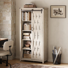 Load image into Gallery viewer, Farmhouse Bookcases with Doors, Floor Standing 6-Shelf Display Storage Shelves, 72 in Tall Bookshelves for Home Office, Living Room