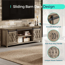 Load image into Gallery viewer, Farmhouse Entertainment Center for 65" and Larger TVs, TV Stand with Sliding Barn Door, Storage Console with Adjustable Shelves, Media Cabinet for Living Room and Bedroom,Light Brown