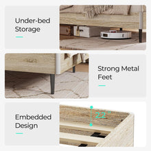 Load image into Gallery viewer, Ergonomic Full Platform Bed Frame with Storage Shelf, Noise-Free Wooden Bed Frame, No Box Spring Required - Beige