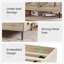 Load image into Gallery viewer, "Ergonomic Queen Platform Bed Frame with Storage Shelf, Noise-Free Wooden Bed, LED Light Strip &amp; Built-in USB Charging Station, No Box Spring Required - Beige "