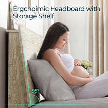 Load image into Gallery viewer, Ergonomic Full Platform Bed Frame with Storage Shelf, Noise-Free Wooden Bed Frame, No Box Spring Required - Beige