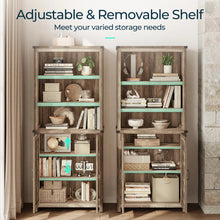Load image into Gallery viewer, Farmhouse 6-Tier Bookcase, 72.3" Tall Storage Cabinet with Door &amp; Adjustable Shelves, Free Standing Display Bookcase for Home Office, Living Room