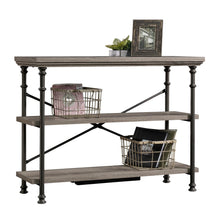 Load image into Gallery viewer, Industrial Console Table with Shelves, 3-Tier Accent Display Table for Living Room or Entryway, Northern Oak Finish with Metal Frame, Multi-Level Storage Organizer