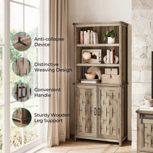 Load image into Gallery viewer, Farmhouse 6-Tier Bookcase, 72.3" Tall Storage Cabinet with Door &amp; Adjustable Shelves, Free Standing Display Bookcase for Home Office, Living Room