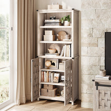Load image into Gallery viewer, Farmhouse 6-Tier Bookcase, 72.3" Tall Storage Cabinet with Door &amp; Adjustable Shelves, Free Standing Display Bookcase for Home Office, Living Room