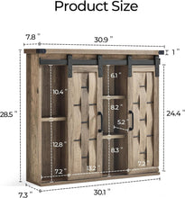 Load image into Gallery viewer, 31"Farmhouse Wall-Mounted Medicine Cabinet with Sliding Barn Door, Adjustable Shelves, and Storage for Bathroom or Kitchen,Light Brown