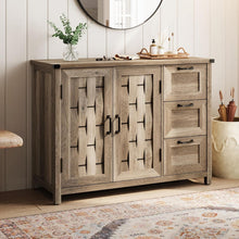 Load image into Gallery viewer, 43"Farmhouse Sideboard Buffet Cabinet, Storage Cabinet with Drawers and Shelves for Dining Room, Living Room, or Kitchen,Light Brown