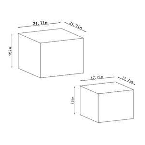 Caffoz Contemporary Nesting Coffee Tables - Set of 2 Square Faux Marble Design, Space-Saving Modern Center Tables for Living Room, Apartment, or Bedroom