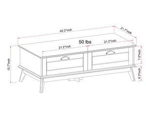 Newport Series Smoke Oak Coffee Table with Drawers