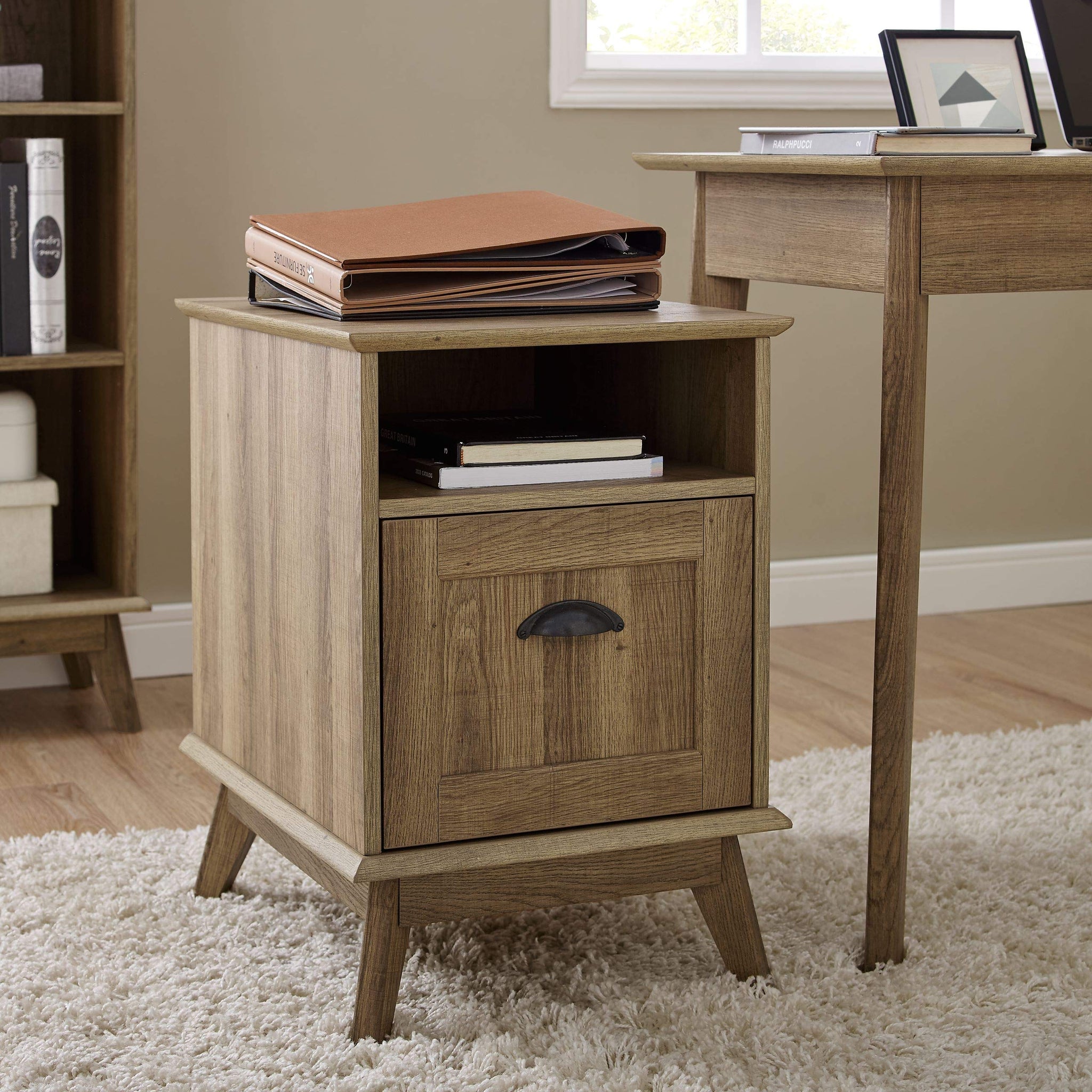 Caffoz Home Office 2-Drawer Writing Desk - Oak Brown