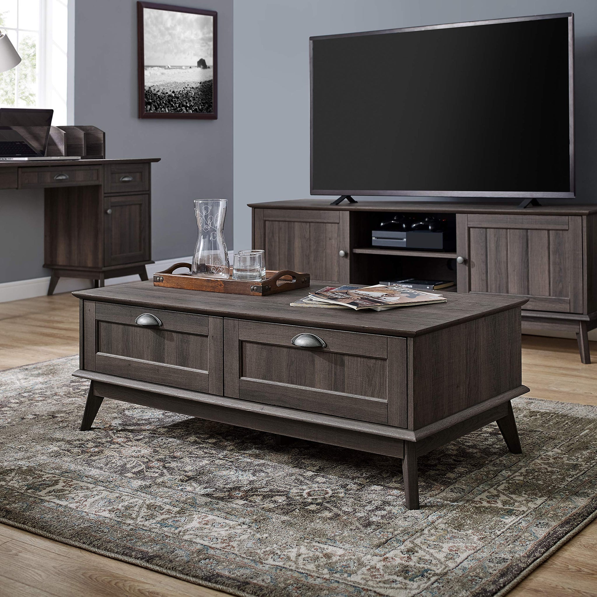Smoked oak shop tv stand